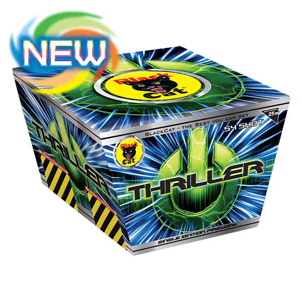 Thriller 54 Shot Single Ignition by Black Cat Fireworks